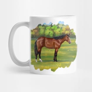 Brown Bay Quarter Horse in Pasture Mug